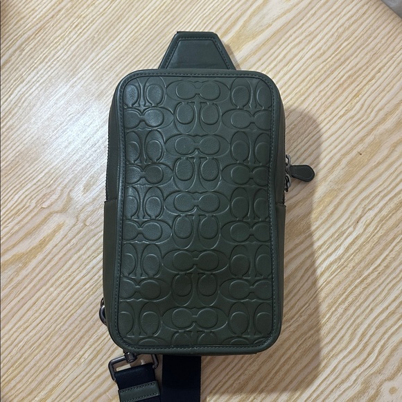 Coach Sullivan Signature Leather Adjustable Crossbody Bag Dark Shamrock Green - Picture 1 of 7